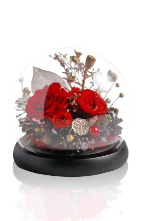 Preserved Rose Glass Ball - Classic Red