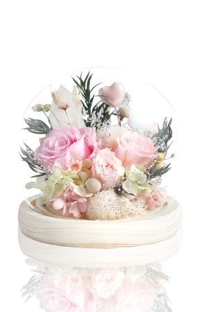 Preserved Rose Glass Ball - Baby Pink