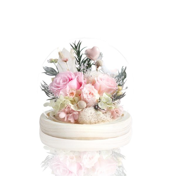 Preserved Rose Glass Ball - Baby Pink