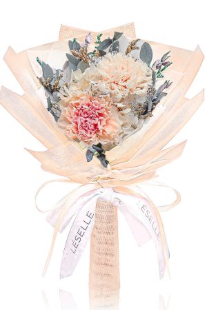 Mini Preserved Carnation Bouquet - Champagne & Caramel