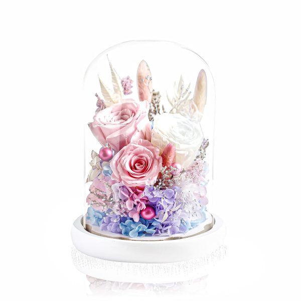 Preserved Rose Magical Bell Jar - Baby Pink / Light Purple
