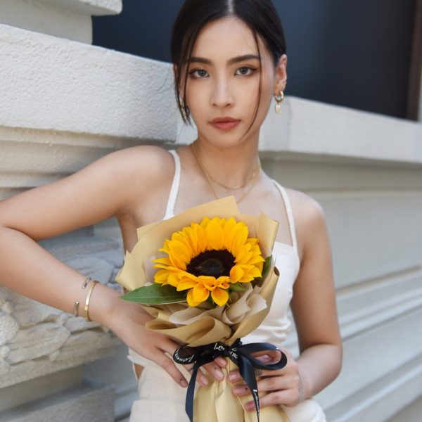 Fresh Flower Bouquet - Classic Sunflower (S) - Khaki Wrapper - Image 2
