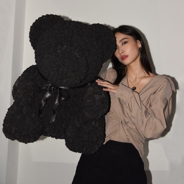 Giant Handmade Rose Bear - Ebony Black - Image 2