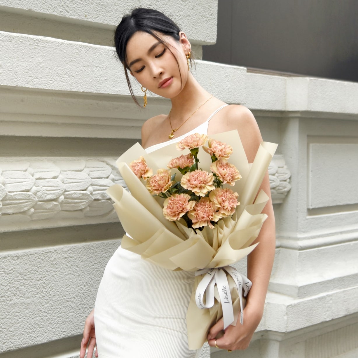 Fresh Flower Bouquet - Caramel Carnations - Image 2