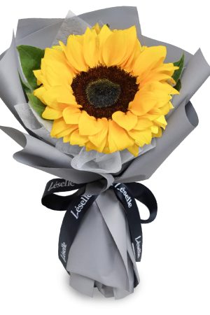 Fresh Flower Bouquet - Classic Sunflower (S) - Grey Wrapper