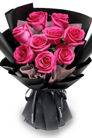 Fresh Flower Bouquet - Fuchsia Roses - 9/11 Roses