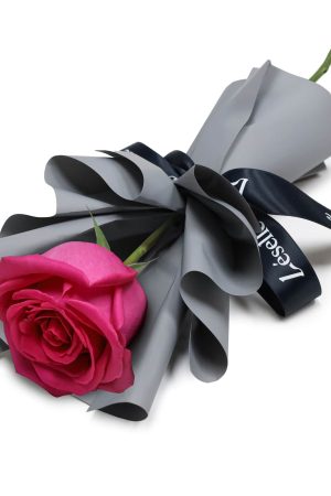 Fresh Flower Bouquet - Single Fuchsia Rose
