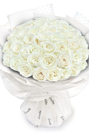 Fresh Flower Bouquet - Vanilla White Roses - 33/50/99 Roses