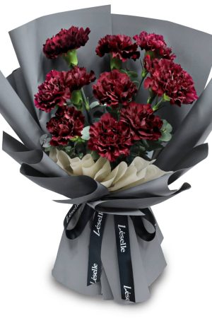 Fresh Flower Bouquet - Wine Red Carnations