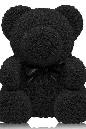 Giant Handmade Rose Bear - Ebony Black