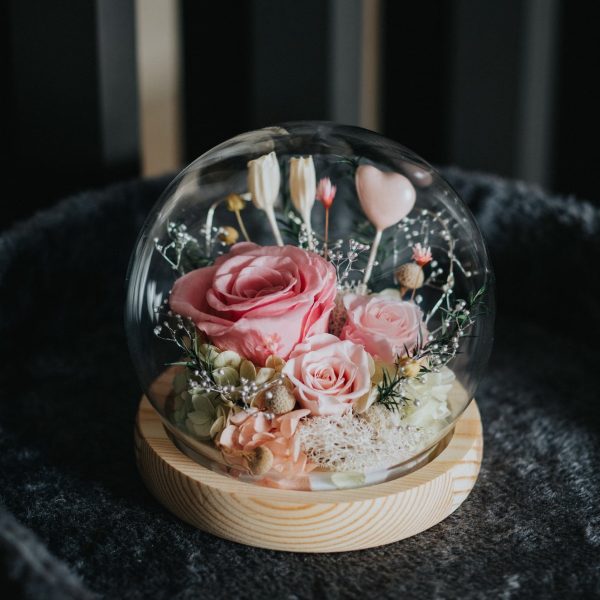 Preserved Rose Glass Ball - Baby Pink - Image 2