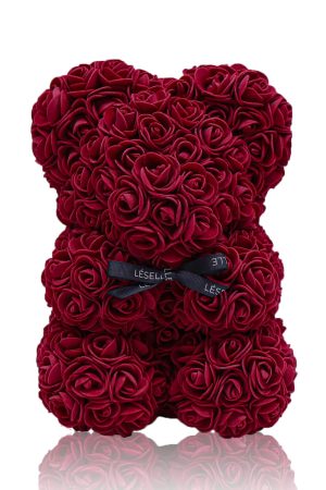 Mini Handmade Rose Bear - Burgundy
