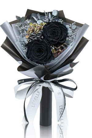 Mini Preserved Rose Bouquet - Black