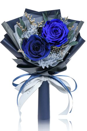 Mini Preserved Rose Bouquet - Blue