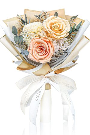 Mini Preserved Rose Bouquet - Champagne