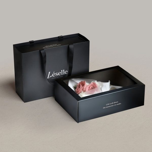 Mini Preserved Rose Bouquet - Light Maroon & White - Image 2