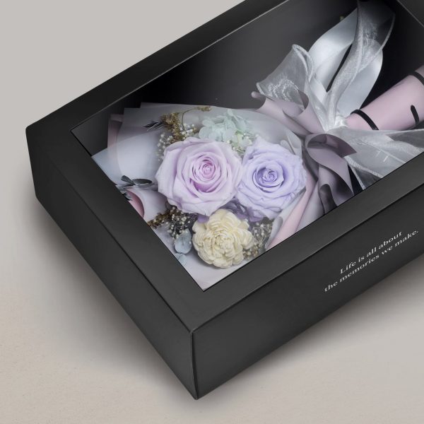 Mini Preserved Rose Bouquet - Lilac & White - Image 3