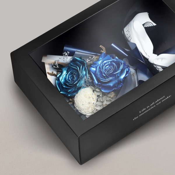 Mini Preserved Rose Bouquet - Metallic Blue - Image 3