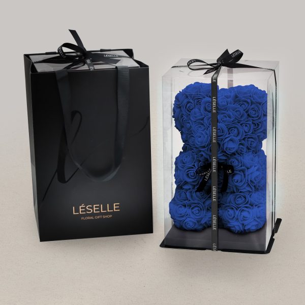 Mini Handmade Rose Bear - Royal Blue - Image 3