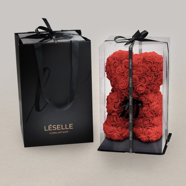 Mini Handmade Rose Bear - Vivid Red - Image 3