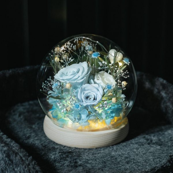 Preserved Rose Glass Ball - Baby Blue - Image 2